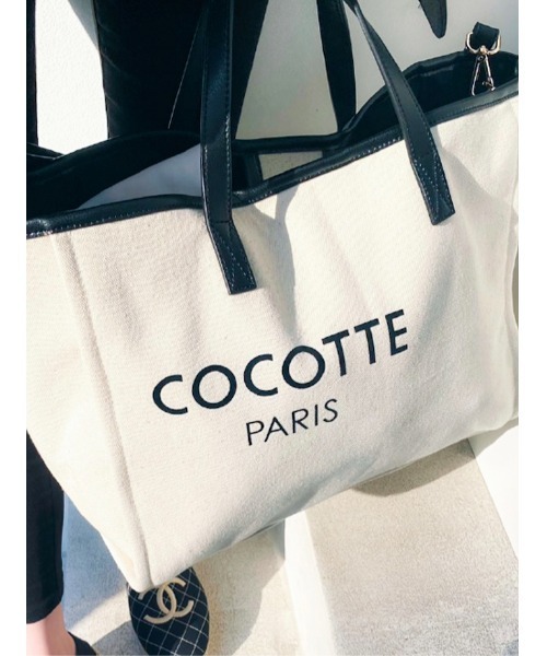 Soir,5 COCOTTE PARIS(ソワールイブニングココットパリ)の「Cocotte parisロゴキャンバストートバッグ_L(ハンドバッグ・レディース・ホワイト/ブラック/キャメル・FREE)」の20枚目の写真