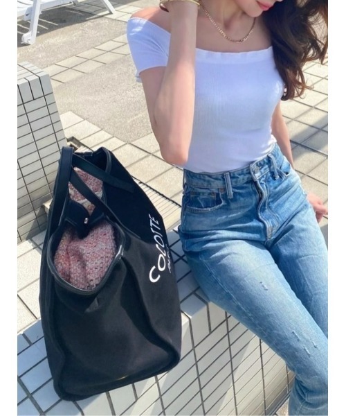 Soir,5 COCOTTE PARIS(ソワールイブニングココットパリ)の「Cocotte parisロゴキャンバストートバッグ_L(ハンドバッグ・レディース・ホワイト/ブラック/キャメル・FREE)」の9枚目の写真