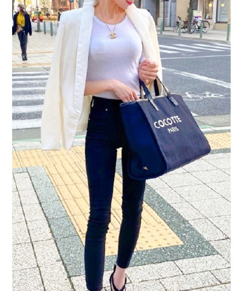 Soir,5 COCOTTE PARIS(ソワールイブニングココットパリ)の「Cocotte parisロゴキャンバストートバッグ_L(ハンドバッグ・レディース・ホワイト/ブラック/キャメル・FREE)」の6枚目の写真