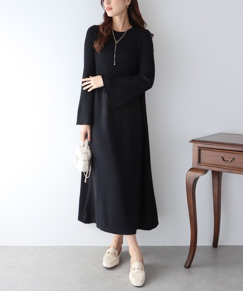 BLUEEAST(ブルーイースト)の「フレアスリットスリーブワンピース(ワンピース・レディース・ブラック/アイボリー/ピンクベージュ・MEDIUM)」の6枚目の写真