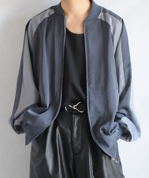 NILWAY（ニルウェイ）の「配色ラインルーズスカジャン（スカジャン・メンズ・ネイビー/チャコール/グレー・MEDIUM/LARGE）」の3枚目の写真