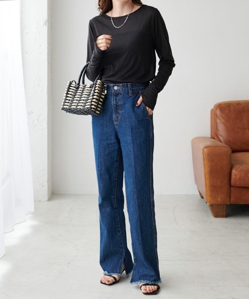 DISCOAT（ディスコート）の「【WEB限定】シアーラメプリントロングスリーブTシャツ（Tシャツ/カットソー・レディース・ブラック/グレー/オフホワイト・FREE）」の11枚目の写真