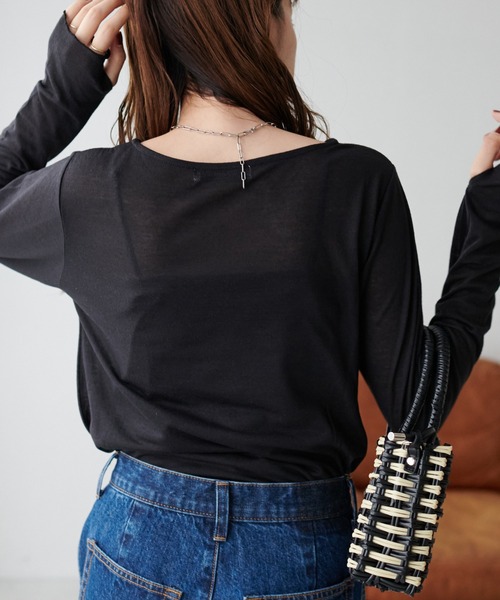 セール】【WEB限定】シアーラメプリントロングスリーブTシャツ（T