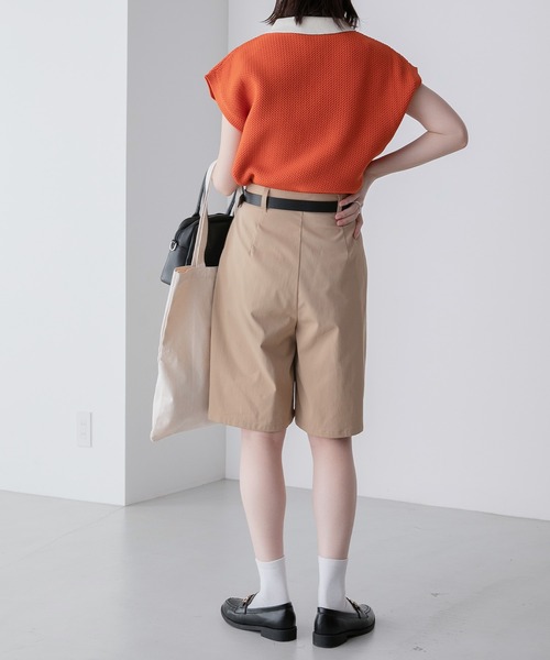 BONLECILL(ボンルシール)の「スポンディッシュ フレンチスリーブ配色ニットポロプルオーバー(ポロシャツ・レディース・ブラック/アイボリー/ブルー/グリーン/オレンジ・FREE)」の18枚目の写真