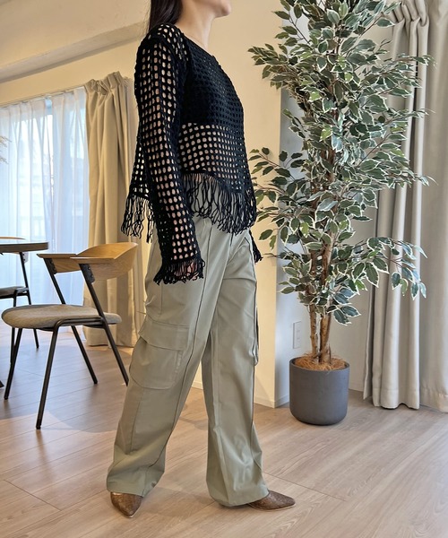 Jewelobe(ジュエローブ)の「フリンジメッシュトップス(ニット/セーター・レディース・ブラック/ホワイト・FREE)」の21枚目の写真