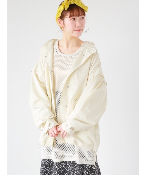 ehka sopo（エヘカソポ）の「袖取り外しミリタリージャケット（ノーカラージャケット・レディース・ブラック/カーキ/キナリ・ﾌﾘ-）」の20枚目の写真