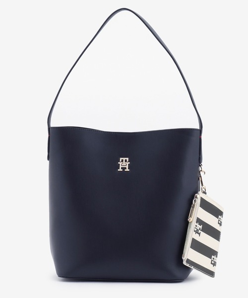 TOMMY HILFIGER(トミーヒルフィガー)の「アイコニックバケットバッグ(ハンドバッグ・レディース・ネイビー・FREE)」の1枚目の写真