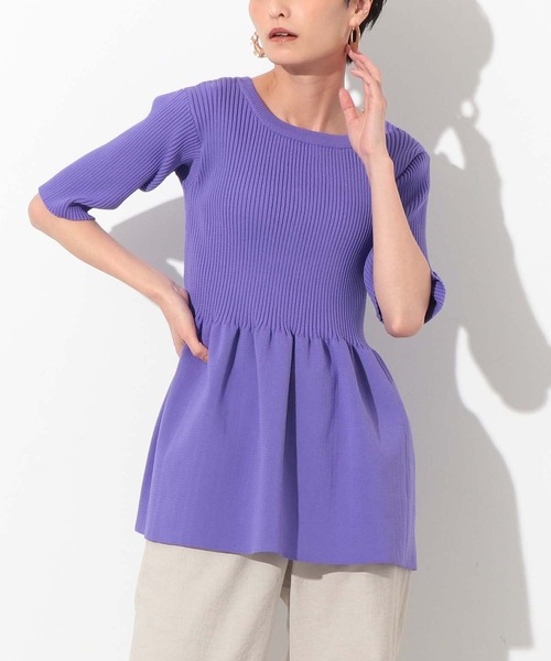 Settimissimo（セッティミッシモ）の「ポリエステル糸リブペプラムトップスカットソー（Tシャツ/カットソー・レディース・ブラック/パープル/イエロー・FREE）」の3枚目の写真