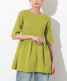 Settimissimo | ポリエステル糸リブペプラムトップスカットソー(Tシャツ/カットソー)