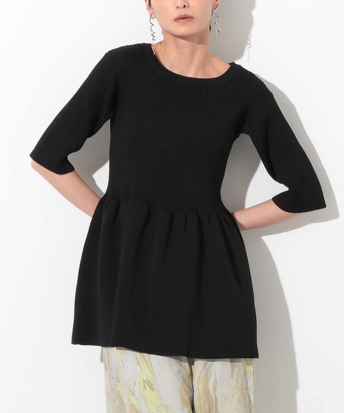 Settimissimo（セッティミッシモ）の「ポリエステル糸リブペプラムトップスカットソー（Tシャツ/カットソー・レディース・ブラック/パープル/イエロー・FREE）」の2枚目の写真