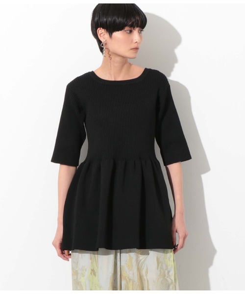 Settimissimo（セッティミッシモ）の「ポリエステル糸リブペプラムトップスカットソー（Tシャツ/カットソー・レディース・ブラック/パープル/イエロー・FREE）」の4枚目の写真