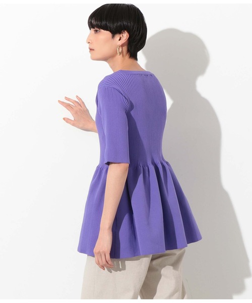 Settimissimo（セッティミッシモ）の「ポリエステル糸リブペプラムトップスカットソー（Tシャツ/カットソー・レディース・ブラック/パープル/イエロー・FREE）」の8枚目の写真