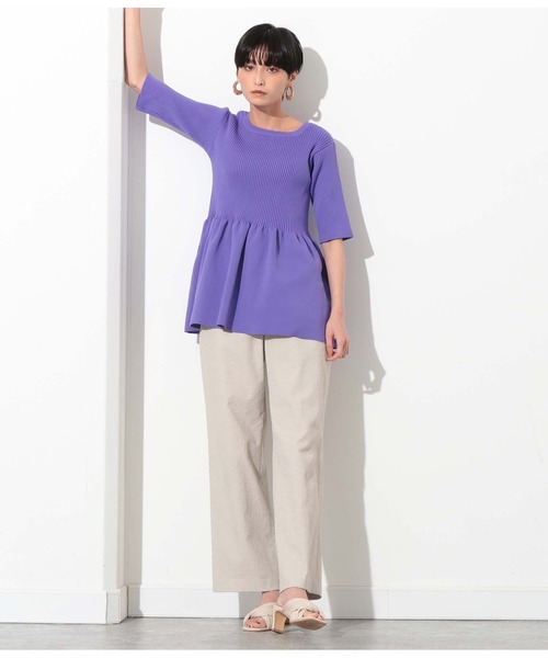 Settimissimo（セッティミッシモ）の「ポリエステル糸リブペプラムトップスカットソー（Tシャツ/カットソー・レディース・ブラック/パープル/イエロー・FREE）」の9枚目の写真