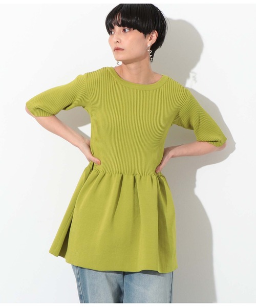 Settimissimo（セッティミッシモ）の「ポリエステル糸リブペプラムトップスカットソー（Tシャツ/カットソー・レディース・ブラック/パープル/イエロー・FREE）」の11枚目の写真