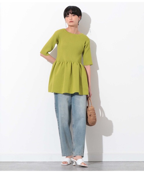 Settimissimo（セッティミッシモ）の「ポリエステル糸リブペプラムトップスカットソー（Tシャツ/カットソー・レディース・ブラック/パープル/イエロー・FREE）」の14枚目の写真