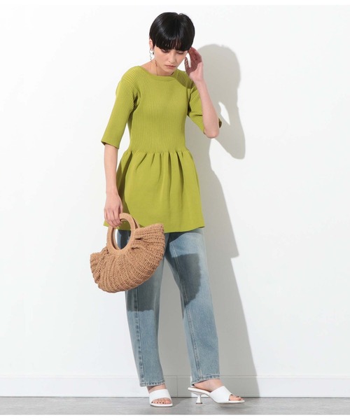 Settimissimo（セッティミッシモ）の「ポリエステル糸リブペプラムトップスカットソー（Tシャツ/カットソー・レディース・ブラック/パープル/イエロー・FREE）」の15枚目の写真