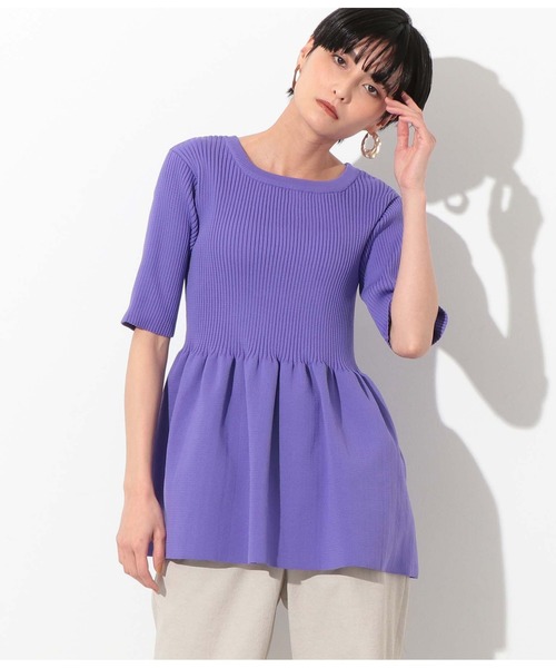 Settimissimo（セッティミッシモ）の「ポリエステル糸リブペプラムトップスカットソー（Tシャツ/カットソー・レディース・ブラック/パープル/イエロー・FREE）」の7枚目の写真