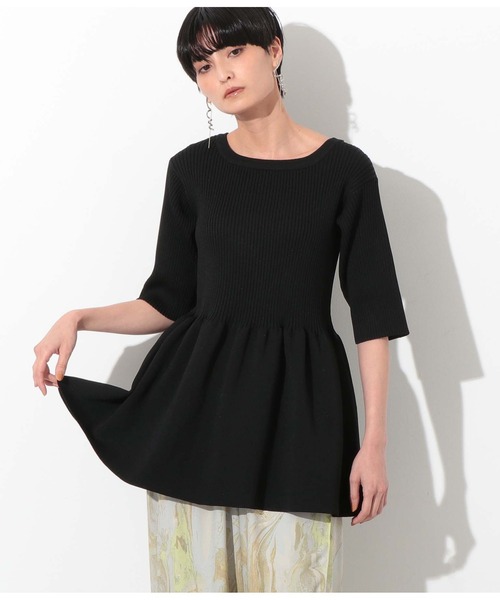 Settimissimo（セッティミッシモ）の「ポリエステル糸リブペプラムトップスカットソー（Tシャツ/カットソー・レディース・ブラック/パープル/イエロー・FREE）」の5枚目の写真