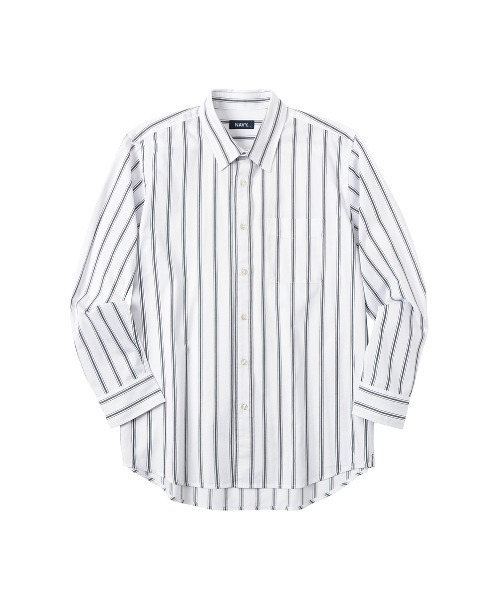 NAVY（ネイビー）の「ツイルストライプレギュラーカラーシャツ（シャツ/ブラウス・メンズ・ブルー/チャコール/ホワイト・M/L/S/XL）」の10枚目の写真