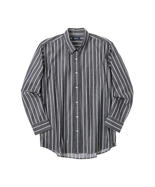 NAVY（ネイビー）の「ツイルストライプレギュラーカラーシャツ（シャツ/ブラウス・メンズ・ブルー/チャコール/ホワイト・M/L/S/XL）」の11枚目の写真