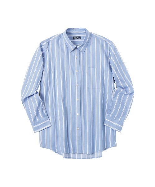 NAVY（ネイビー）の「ツイルストライプレギュラーカラーシャツ（シャツ/ブラウス・メンズ・ブルー/チャコール/ホワイト・M/L/S/XL）」の9枚目の写真