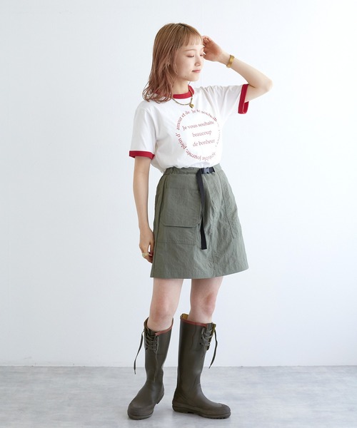 w closet（ダブルクローゼット）の「プリントリンガーTシャツ（Tシャツ/カットソー・レディース・スミクロ/オフホワイト/サックスブルー・FREE）」の4枚目の写真