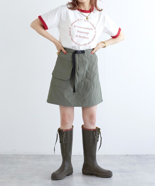 w closet（ダブルクローゼット）の「プリントリンガーTシャツ（Tシャツ/カットソー・レディース・スミクロ/オフホワイト/サックスブルー・FREE）」の11枚目の写真