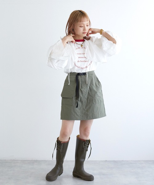 w closet（ダブルクローゼット）の「プリントリンガーTシャツ（Tシャツ/カットソー・レディース・スミクロ/オフホワイト/サックスブルー・FREE）」の12枚目の写真