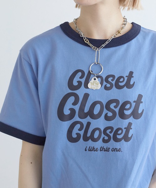 w closet（ダブルクローゼット）の「プリントリンガーTシャツ（Tシャツ/カットソー・レディース・スミクロ/オフホワイト/サックスブルー・FREE）」の20枚目の写真