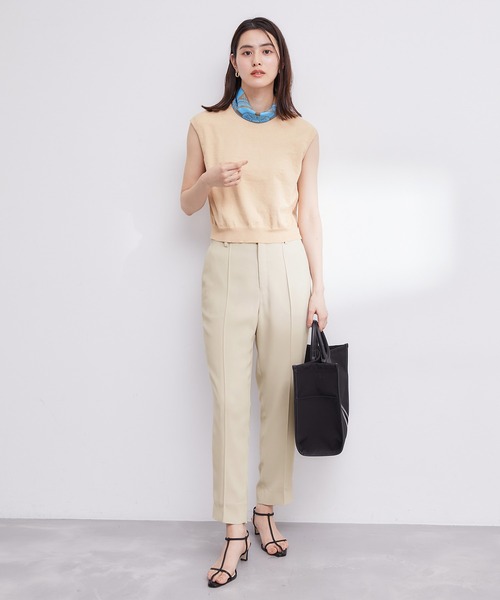 ROPE'（ロペ）の「【撥水加工】【洗える】とろみドライタッチシガレットパンツ/セットアップ対応（その他パンツ・レディース・ベージュ/ネイビー・36/38）」の7枚目の写真