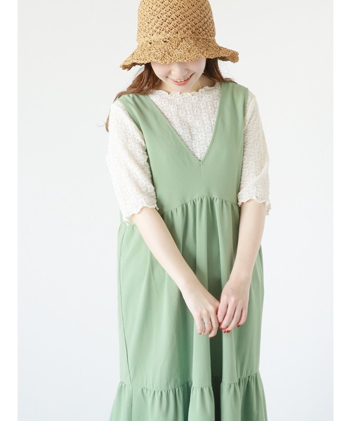 ehka sopo（エヘカソポ）の「花柄レースプルオーバー（Tシャツ/カットソー・レディース・ミント/モカ/キナリ・ﾌﾘ-）」の11枚目の写真