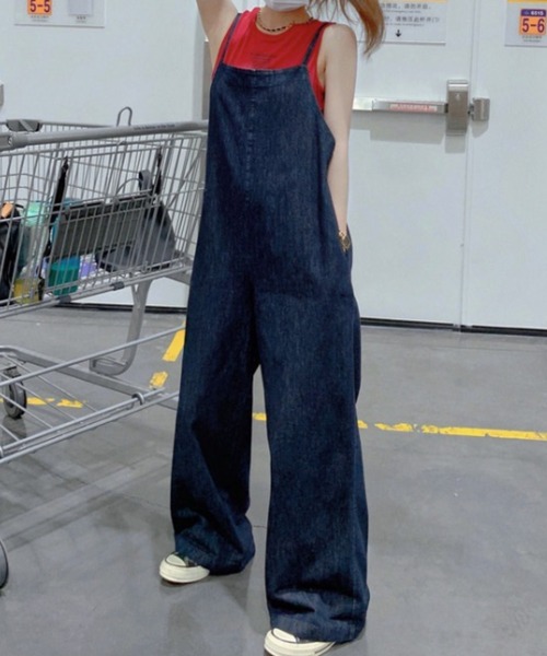 セール】【新色追加】バックリボンデニムサロペット（サロペット