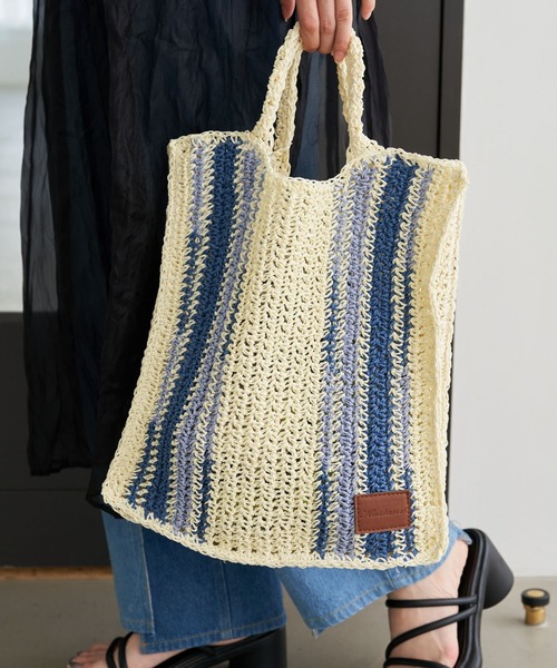 Kastane(カスタネ)の「【A4対応/PC対応】ペーパートートBAG(トートバッグ・レディース・オフホワイト/グレー・FREE)」の2枚目の写真