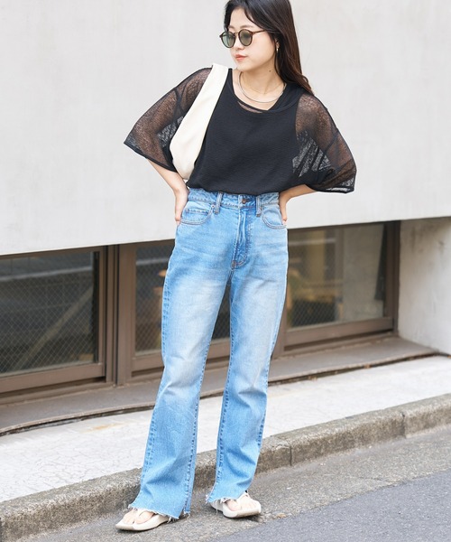 CIAOPANIC TYPY（チャオパニックティピー）の「【リバイバル/WEB限定】シアーレースボーダーリンガーTEE（Tシャツ/カットソー・レディース・ブラック/ベージュ/グリーン/アイボリー・ONE SIZE）」の19枚目の写真