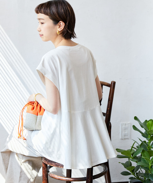 汗シミ防止BACKペプラムフレアTシャツ