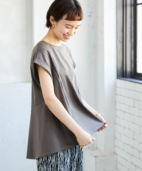 汗シミ防止BACKペプラムフレアTシャツ