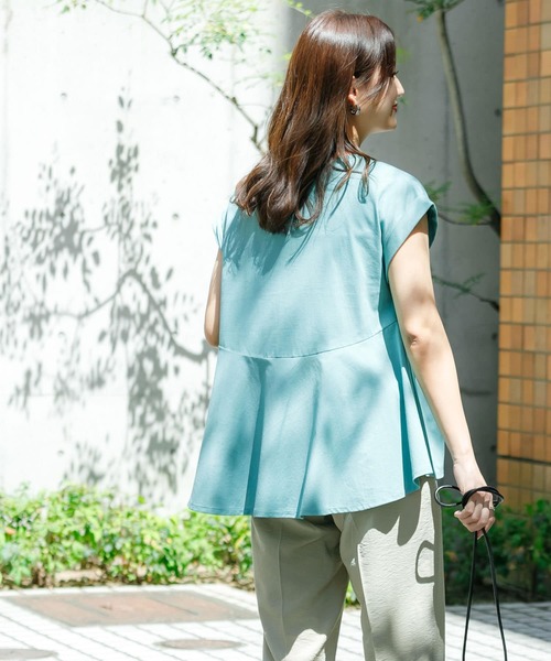 汗シミ防止BACKペプラムフレアTシャツ