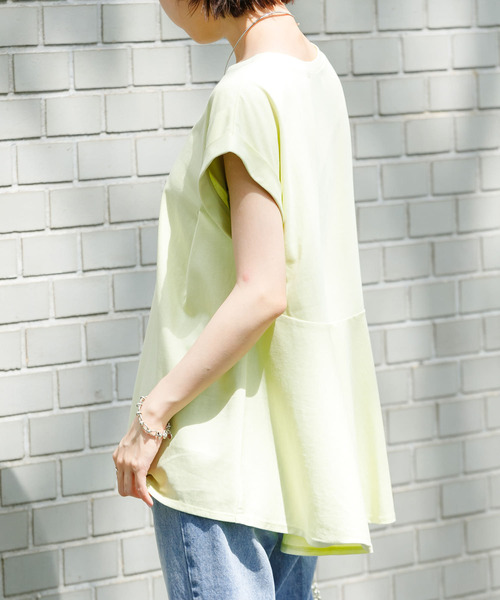 汗シミ防止BACKペプラムフレアTシャツ