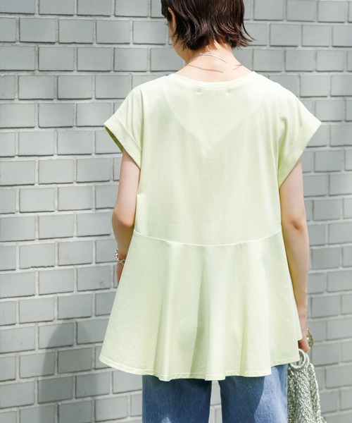 汗シミ防止BACKペプラムフレアTシャツ