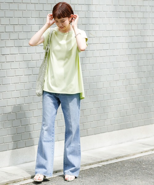 汗シミ防止BACKペプラムフレアTシャツ