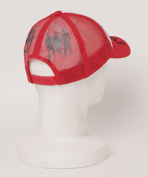 Never mind the XU / Chikashitsu+（ネバーマインド ザ エックスユー / チカシツプラス）の「【RESURRECTION13/リザラクション】mesh-cap / グランジ メッシュキャップ（キャップ・メンズ・ブラック/レッド・ONE SIZE）」の7枚目の写真