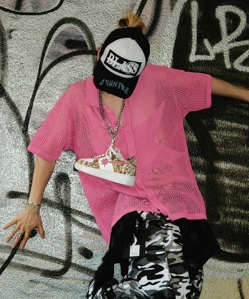 Never mind the XU / Chikashitsu+（ネバーマインド ザ エックスユー / チカシツプラス）の「【RESURRECTION13/リザラクション】mesh-cap / グランジ メッシュキャップ（キャップ・メンズ・ブラック/レッド・ONE SIZE）」の18枚目の写真