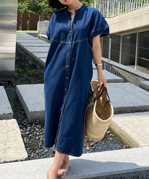 VitaFelice（ヴィータフェリーチェ）の「ランタンスリーブデニムワンピース（ワンピース・レディース・インディゴブルー/ライトブルー・FREE）」の20枚目の写真