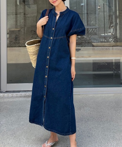 セール】ランタンスリーブデニムワンピース（ワンピース）｜VitaFelice