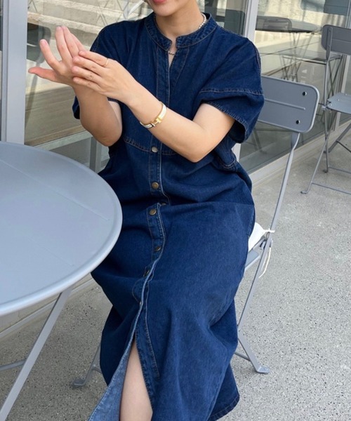 セール】ランタンスリーブデニムワンピース（ワンピース）｜VitaFelice