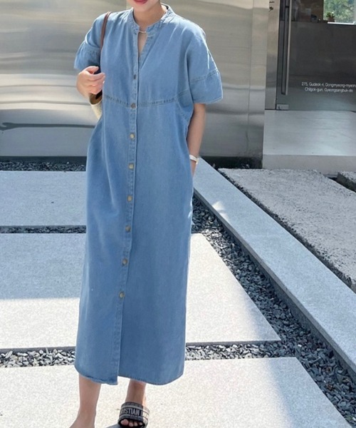 VitaFelice（ヴィータフェリーチェ）の「ランタンスリーブデニムワンピース（ワンピース・レディース・インディゴブルー/ライトブルー・FREE）」の22枚目の写真