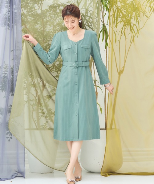 DRESS PLUS(ドレスプラス)の「フォーマル ワンピース オフィスカジュアル 袖あり(ドレス・レディース・チャコール/ネイビー/グリーン/アッシュグレー・M/S/L)」の3枚目の写真
