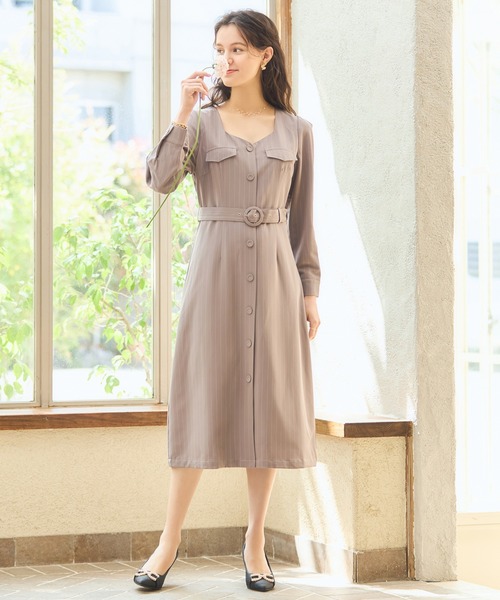 DRESS PLUS(ドレスプラス)の「フォーマル ワンピース オフィスカジュアル 袖あり(ドレス・レディース・チャコール/ネイビー/グリーン/アッシュグレー・M/S/L)」の9枚目の写真