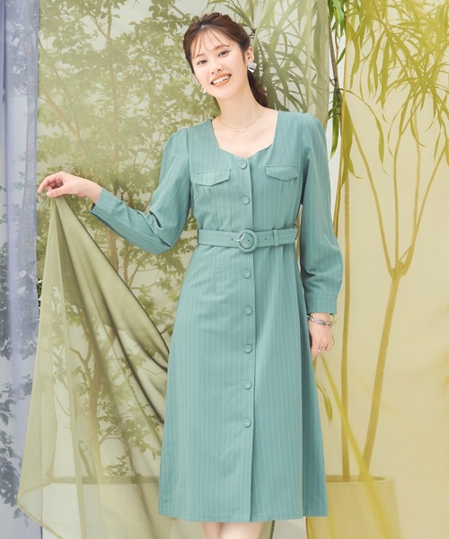 DRESS PLUS(ドレスプラス)の「フォーマル ワンピース オフィスカジュアル 袖あり(ドレス・レディース・チャコール/ネイビー/グリーン/アッシュグレー・M/S/L)」の7枚目の写真