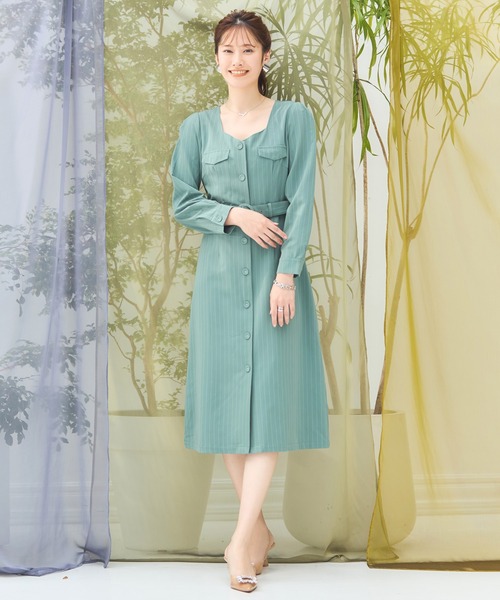 DRESS PLUS(ドレスプラス)の「フォーマル ワンピース オフィスカジュアル 袖あり(ドレス・レディース・チャコール/ネイビー/グリーン/アッシュグレー・M/S/L)」の11枚目の写真